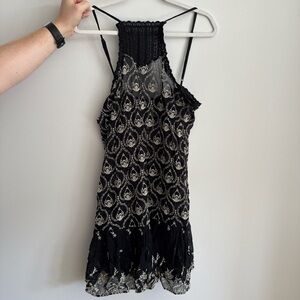 Anthropologie Black and White Lace Top